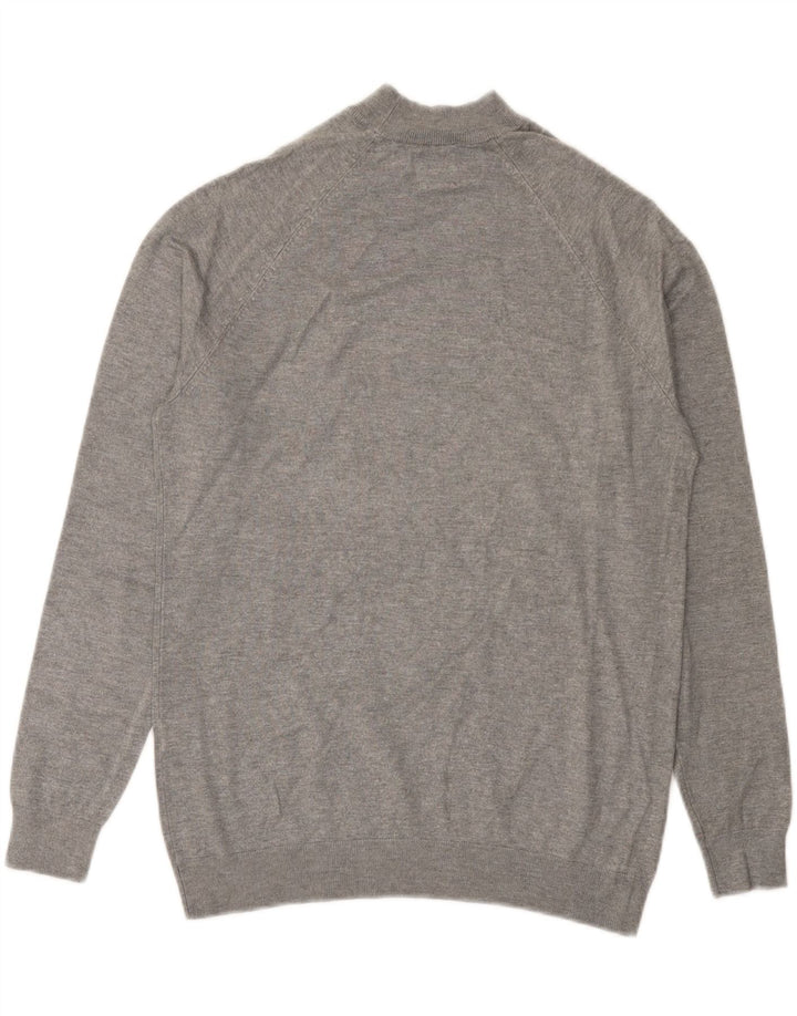 Suéter masculino Zara com gola tartaruga e viscose cinza pequena
