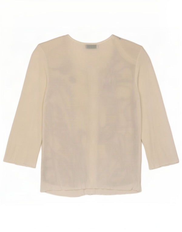 Blusa feminina vintage manga 3/4 UE 40 médio off white paisley seda