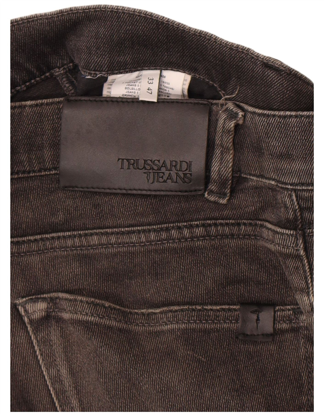 Trussardi Jeans masculino desgastado slim W33 L34 algodão preto