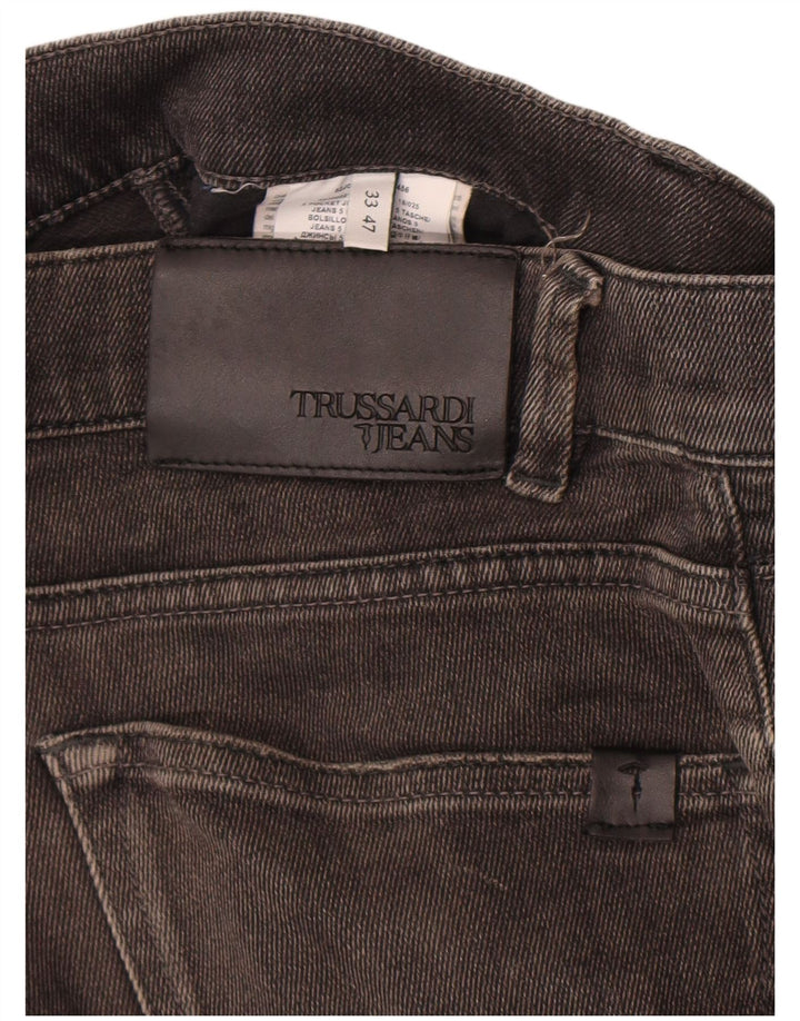Trussardi Jeans masculino desgastado slim W33 L34 algodão preto