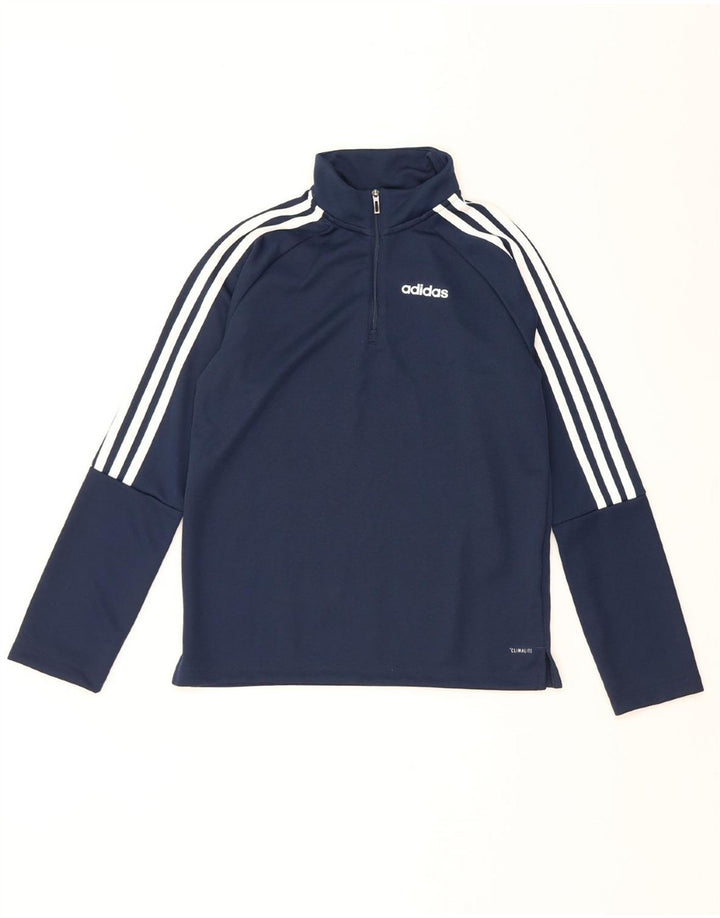 ADIDAS Boys Climalite Pullover Treino Top 11-12 Anos Azul Marinho