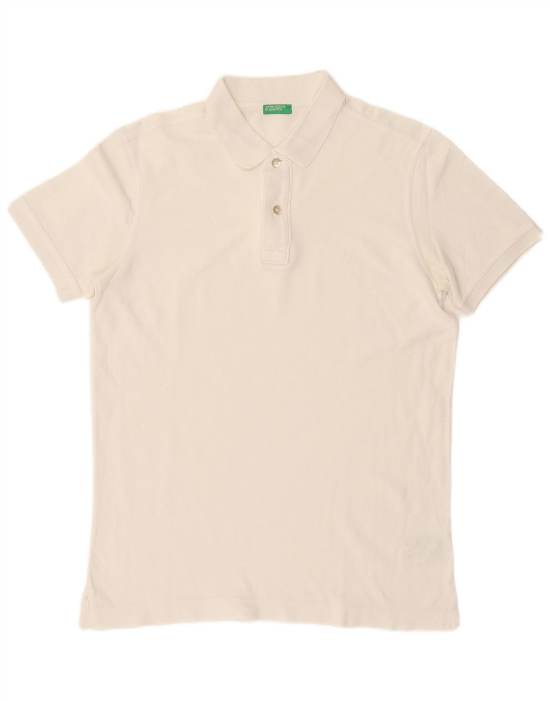 Camisa polo masculina BENETTON pequena de algodão branco