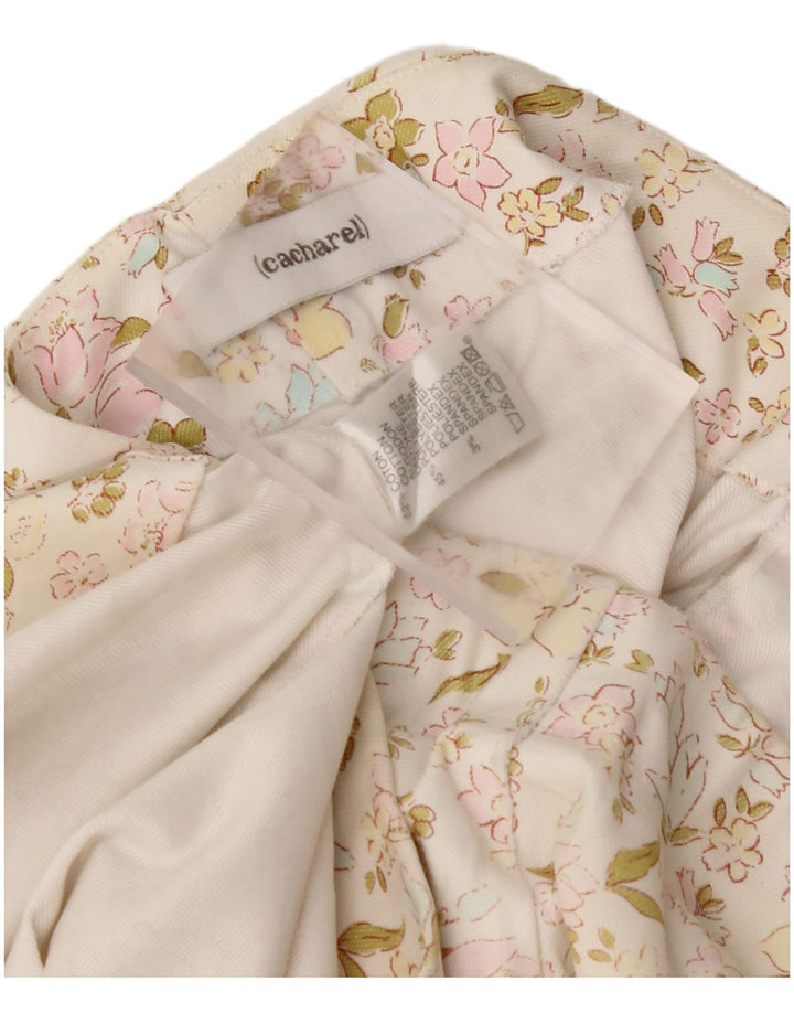 Minissaia feminina CACHAREL W30 médio off white algodão floral