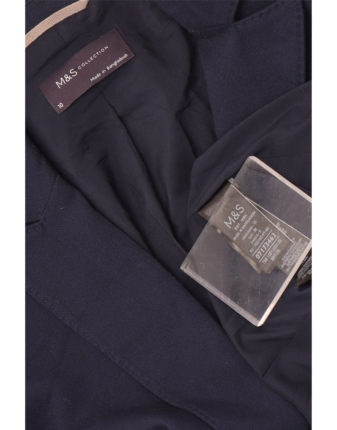 Jaqueta blazer feminina de 1 botão Marks & Spencer Reino Unido 10 pequena azul marinho