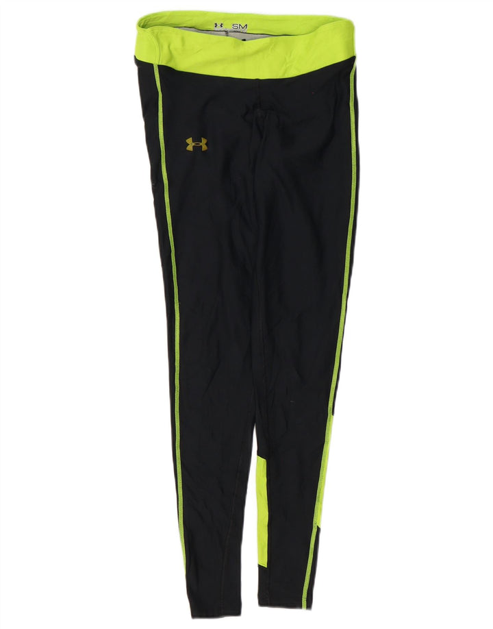 Under Armour Womens Leggings UK 8 Pequeno Poliéster Colorblock Preto
