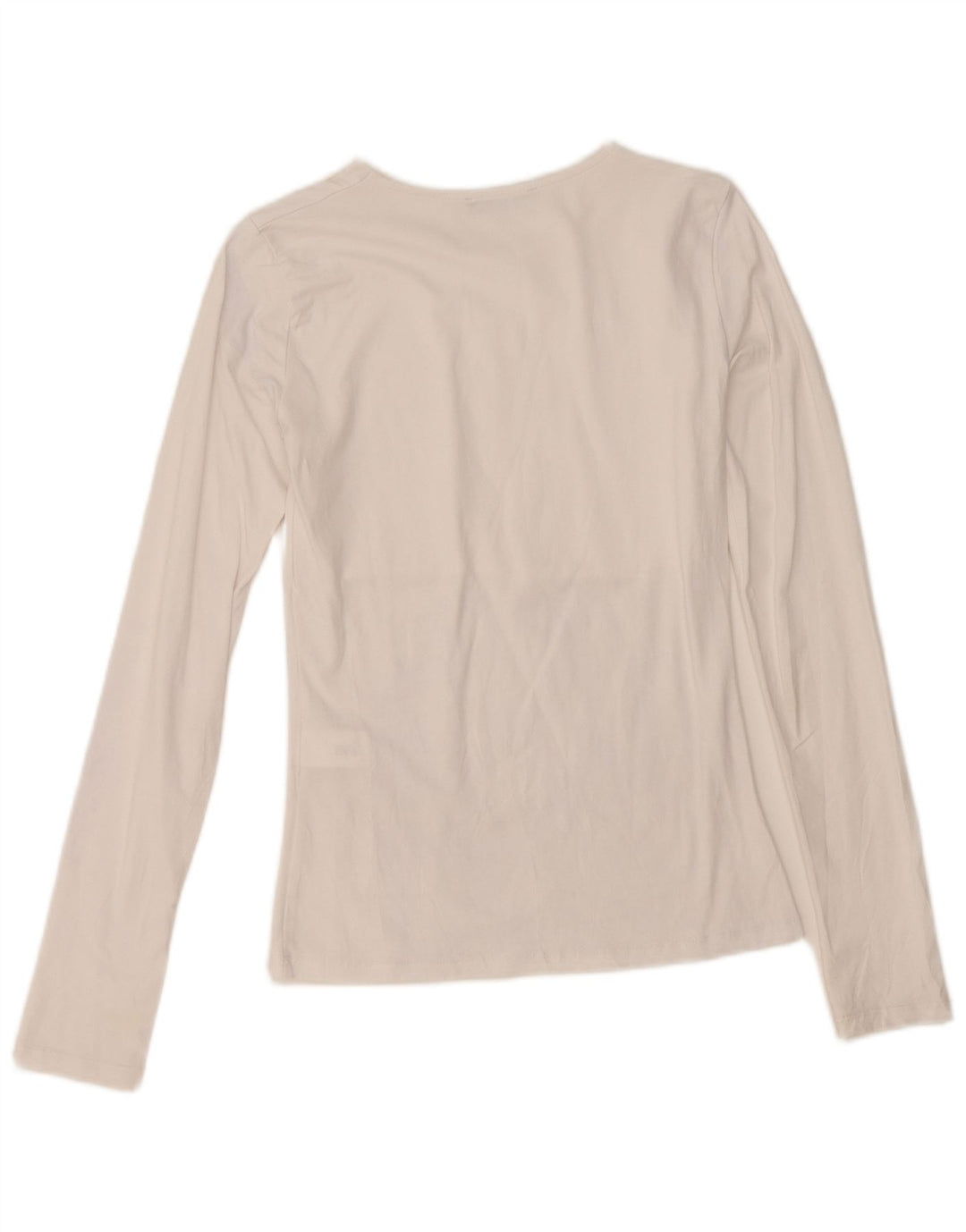 Top feminino Zara manga comprida UK 8 pequeno algodão branco