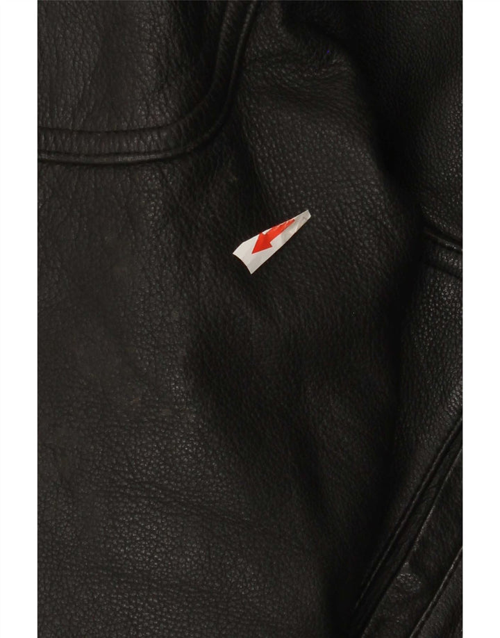 Jaqueta de couro bomber masculina vintage Reino Unido 36 couro preto pequeno