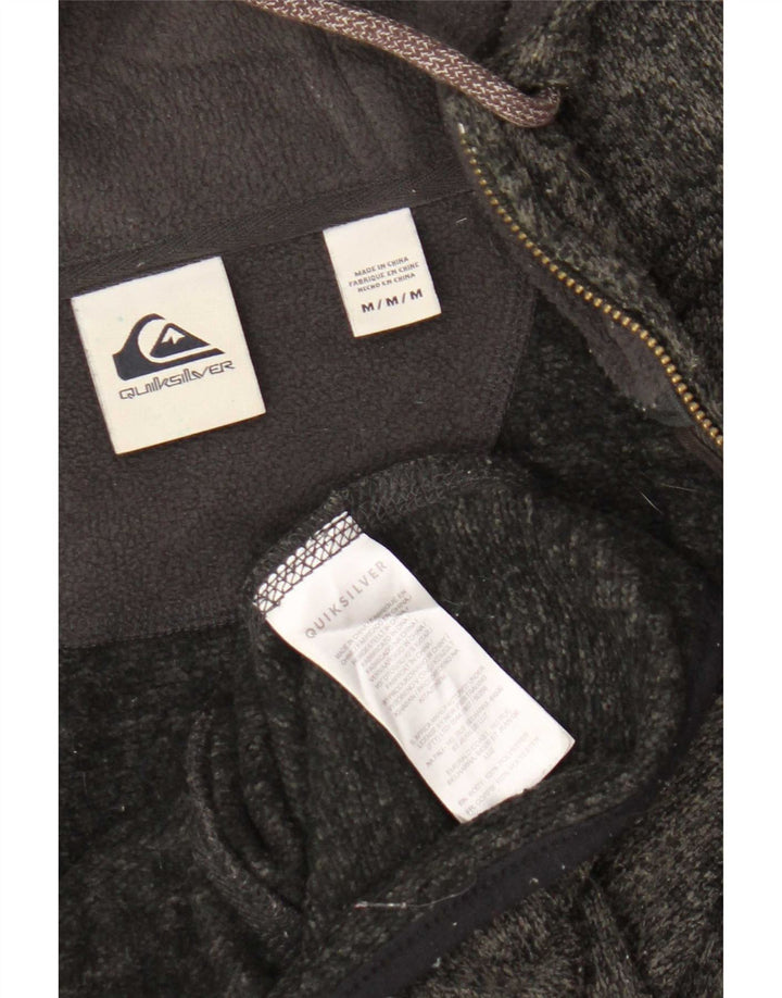 Suéter masculino com capuz e zíper Quiksilver poliéster manchado cinza médio