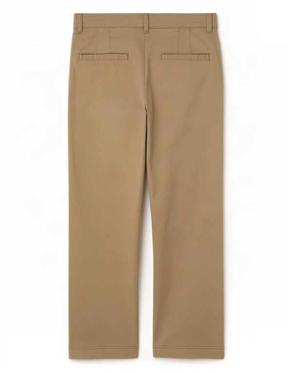 Calça chino reta feminina Gap US 12 grande W34 L26 algodão bege