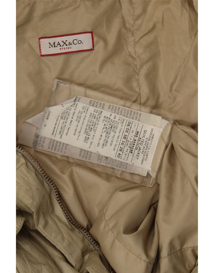 Jaqueta acolchoada feminina Max & Co. UK 8 poliéster bege pequeno