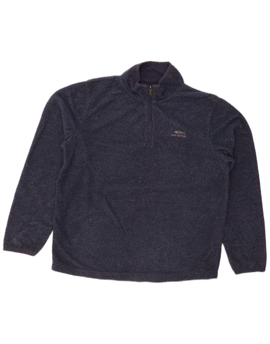WEIRD FISH Suéter masculino com zíper e gola grande poliéster azul marinho