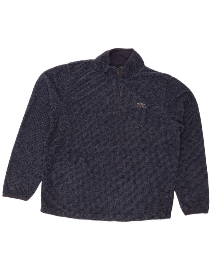 WEIRD FISH Suéter masculino com zíper e gola grande poliéster azul marinho
