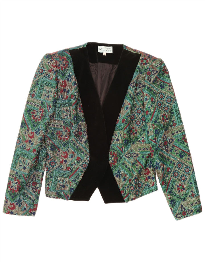 Jaqueta blazer vintage feminina IT 46 grande acetato geométrico verde
