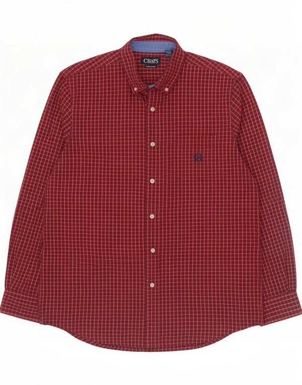 Camisa masculina Chaps Easy Care grande algodão xadrez vermelho
