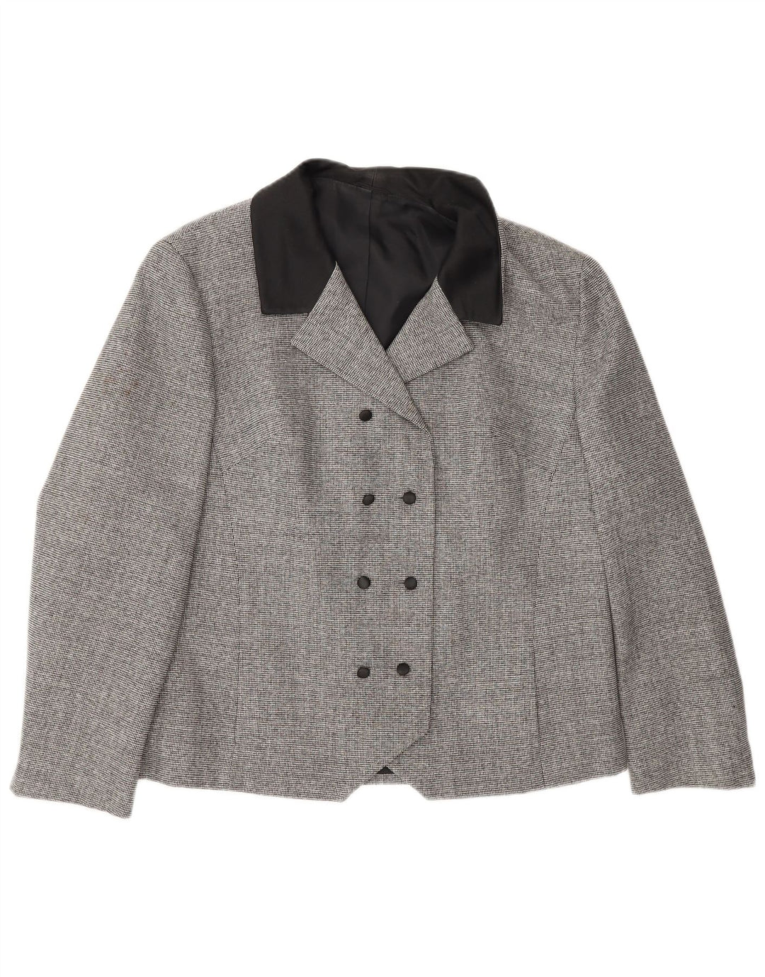 Jaqueta blazer feminina Erle ZF com peito duplo Reino Unido 16 grande cinza houndstooth