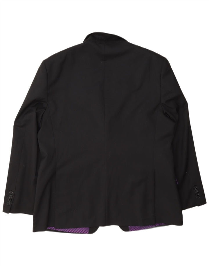 Jaqueta blazer masculina de 2 botões Ted Baker Reino Unido 40 grande lã preta