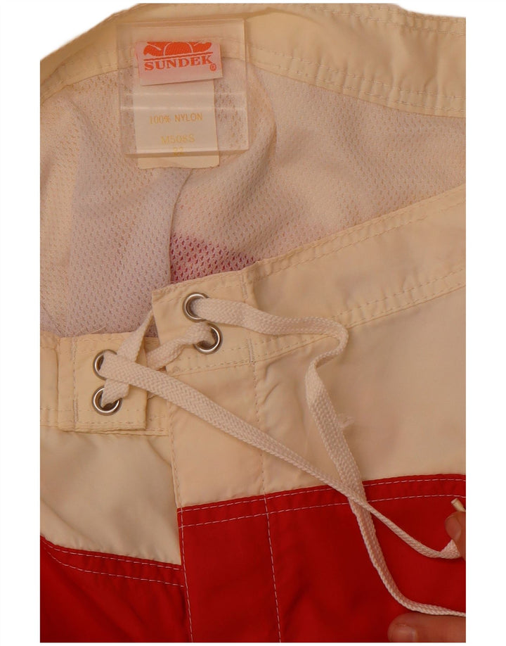 Shorts de natação masculino SUNDEK médio vermelho colorblock nylon