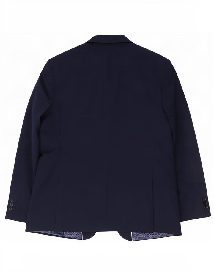 Jaqueta blazer masculina longa de 2 botões Marks & Spencer Reino Unido 48 4XL lã azul marinho