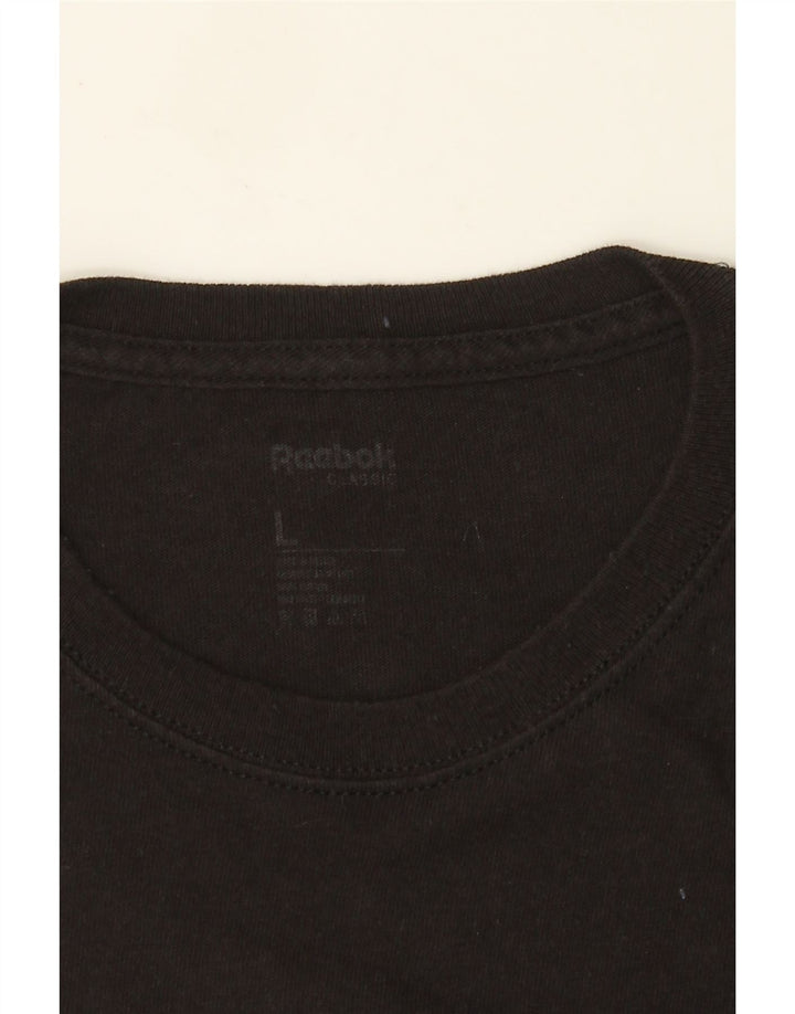 Reebok Mens Graphic T-Shirt Top Grande Preto