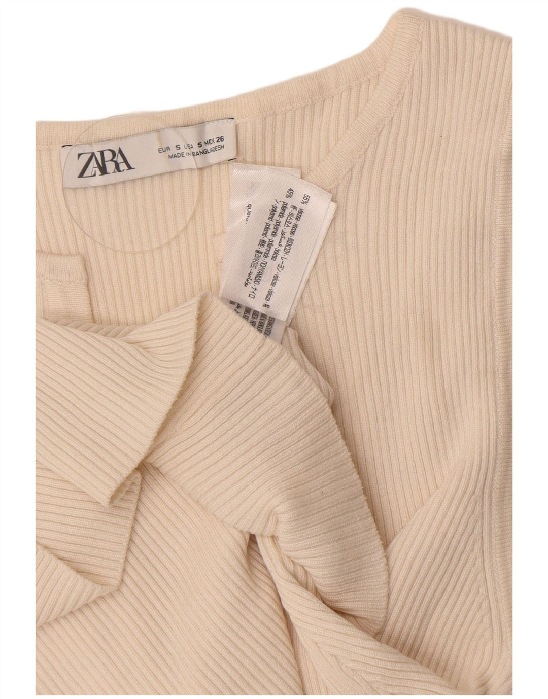 Zara Cardigan Feminino Top UK 8 Pequeno Off White Viscose