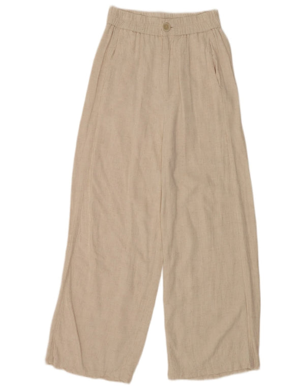 Stradivarius Calça feminina casual cintura alta perna larga XS W24 L24 bege