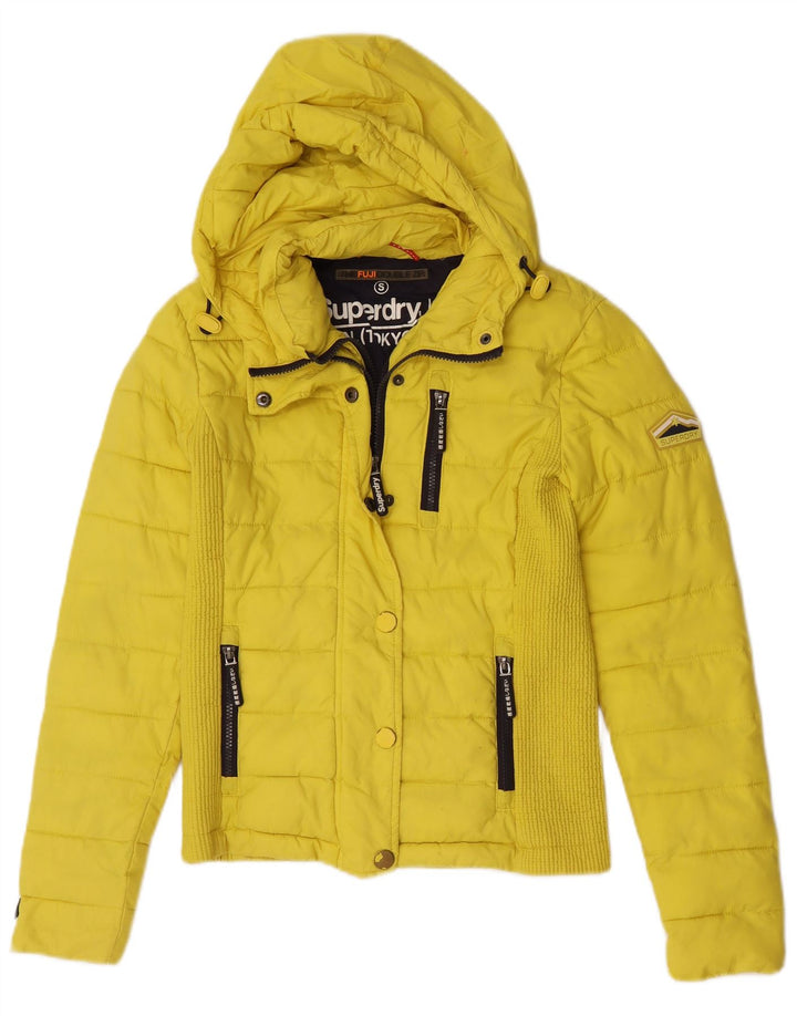 Jaqueta acolchoada com capuz feminina Superdry UK 10 poliéster amarelo pequeno