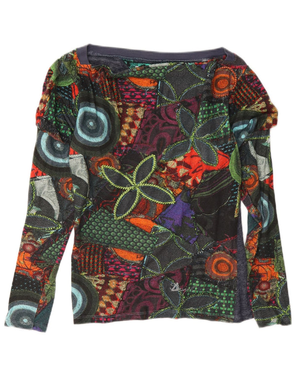 Desigual Womens Loose Fit Top Manga Longa UK 6 XS Multicolorido