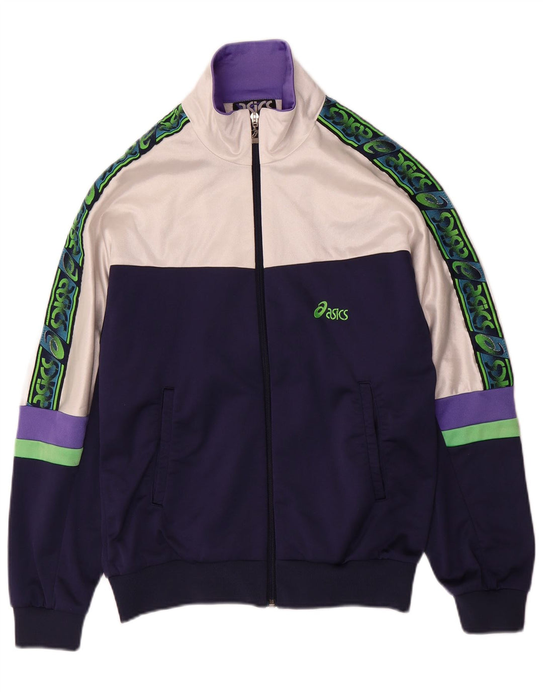 Asics Womens Full Tracksuit IT 46 Grande Azul Marinho Colourblock Poliamida