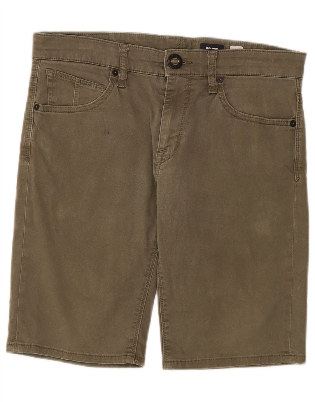 Volcom Masculino Solver Denim Shorts W30 Médio Algodão Cáqui