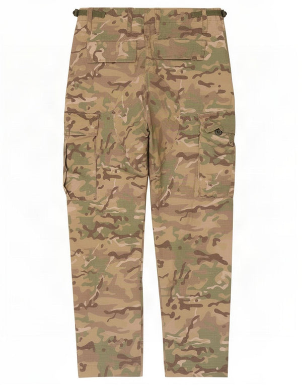 Calças cargo retas masculinas vintage W28 L27 camuflagem cáqui