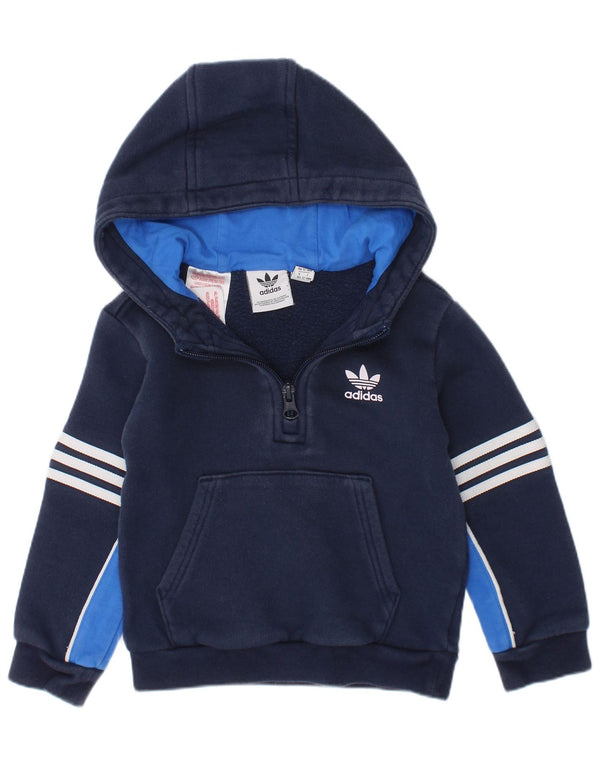 ADIDAS Suéter com capuz para meninos com zíper e gola em azul marinho 12-18 meses