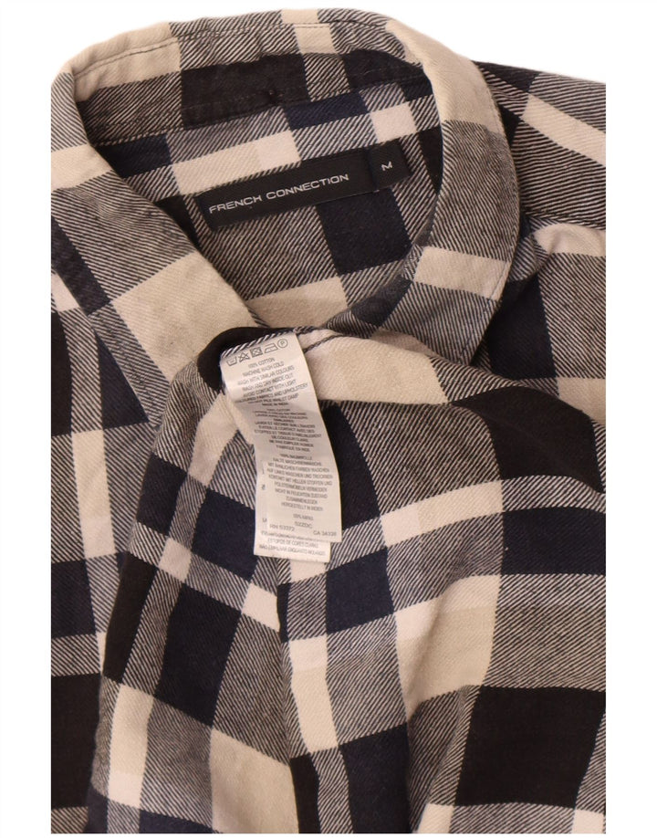 Camisa masculina de flanela French Connection médio algodão xadrez azul marinho