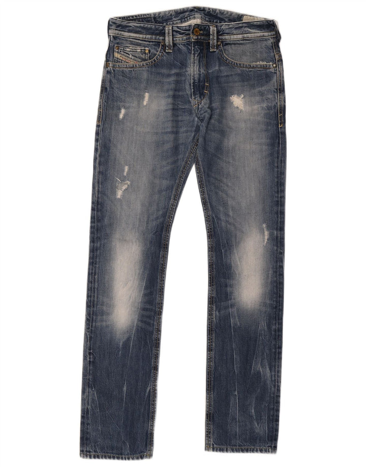 Jeans masculino diesel desgastado slim W30 L33 algodão azul