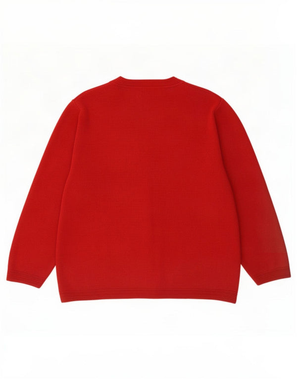 Suéter cardigã feminino Bromley Reino Unido 18 XL vermelho floral acrílico