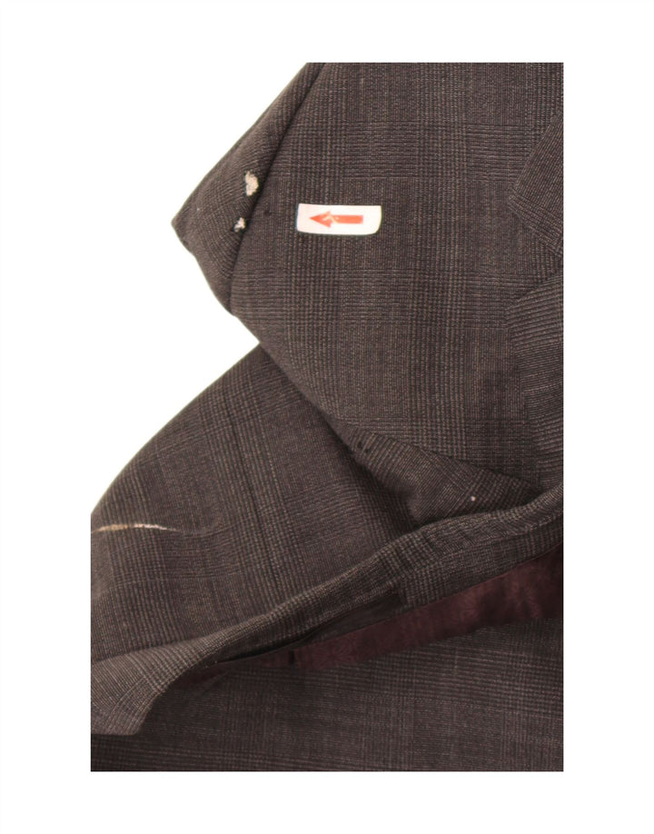 Jaqueta blazer masculina de 2 botões Marks & Spencer UK 46 XL cinza xadrez lã