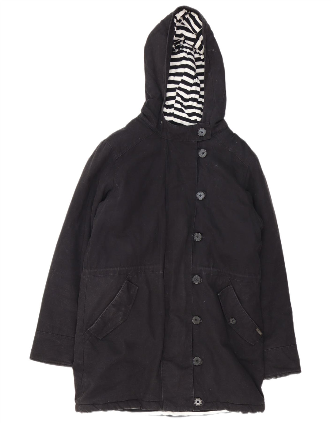 Jaqueta parka feminina Billabong com capuz Reino Unido 14 algodão preto médio
