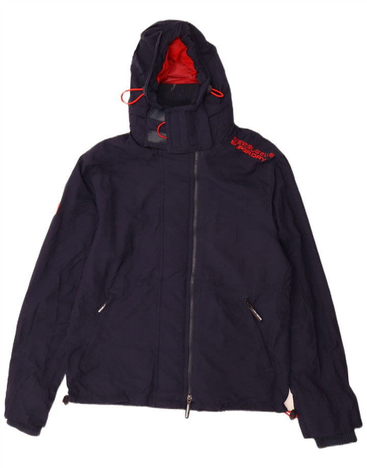 Jaqueta corta-vento masculina SUPERDRY com capuz e capuz Reino Unido 40 grande azul marinho
