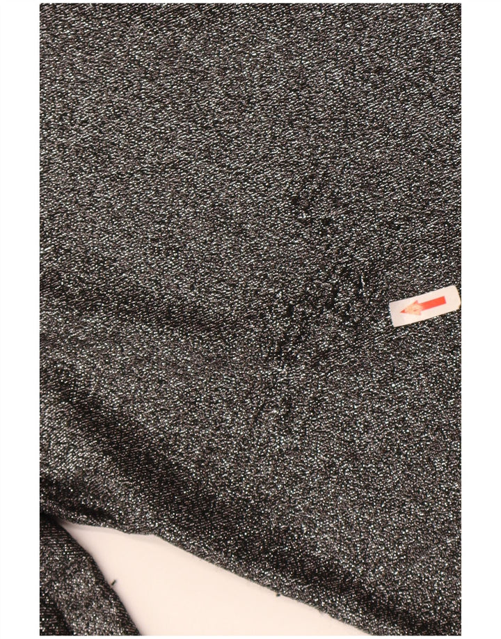 Zara Top feminino oversized manga comprida Reino Unido 10 pequeno prata poliamida