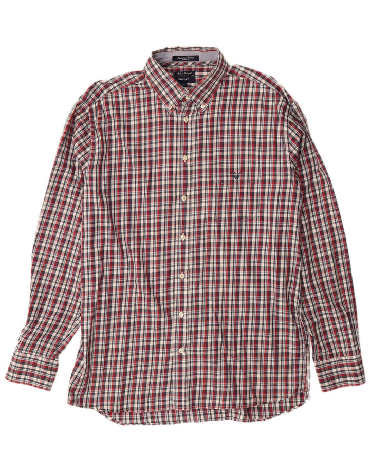 GANT Camisa Masculina Casual Fit XL Algodão Xadrez Vermelho