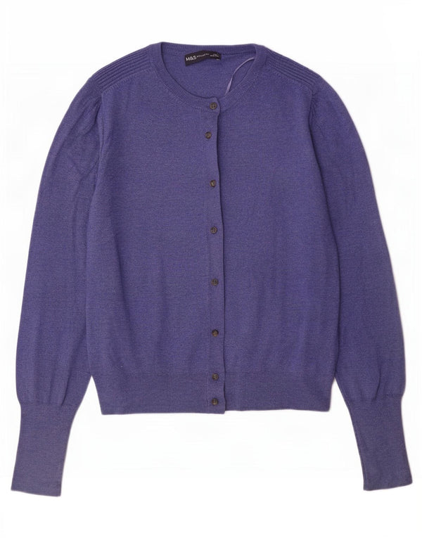 Suéter cardigã feminino Marks & Spencer UK 12 viscose azul médio