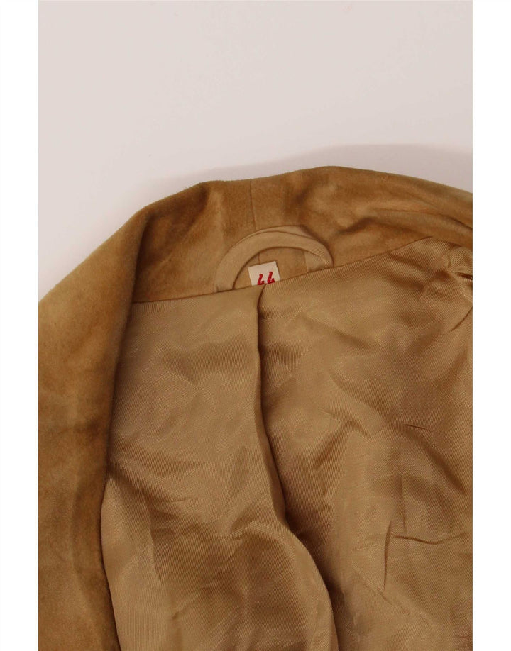 Jaqueta blazer feminina vintage de camurça com peito duplo IT 44 bege médio