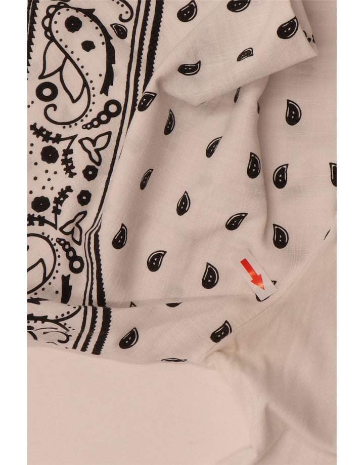 Blusa feminina ZARA UK 14 médio branco paisley