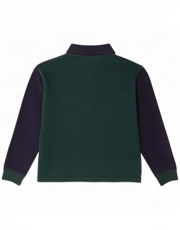 Lacoste Camisa polo de rugby de manga comprida para meninos 13-14 anos Verde Colourblock