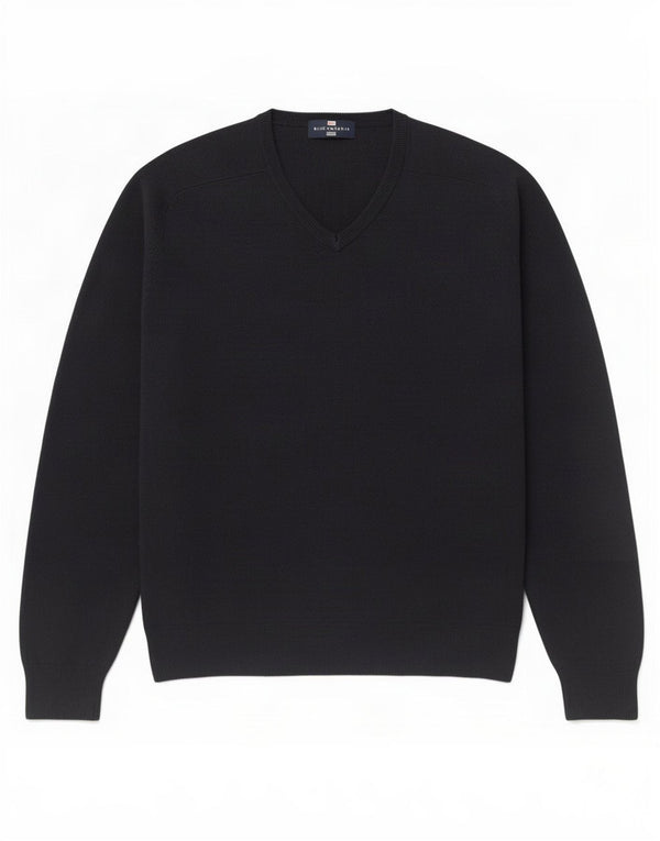 Suéter masculino Marks & Spencer Blue Harbor com decote em V, acrílico marinho médio