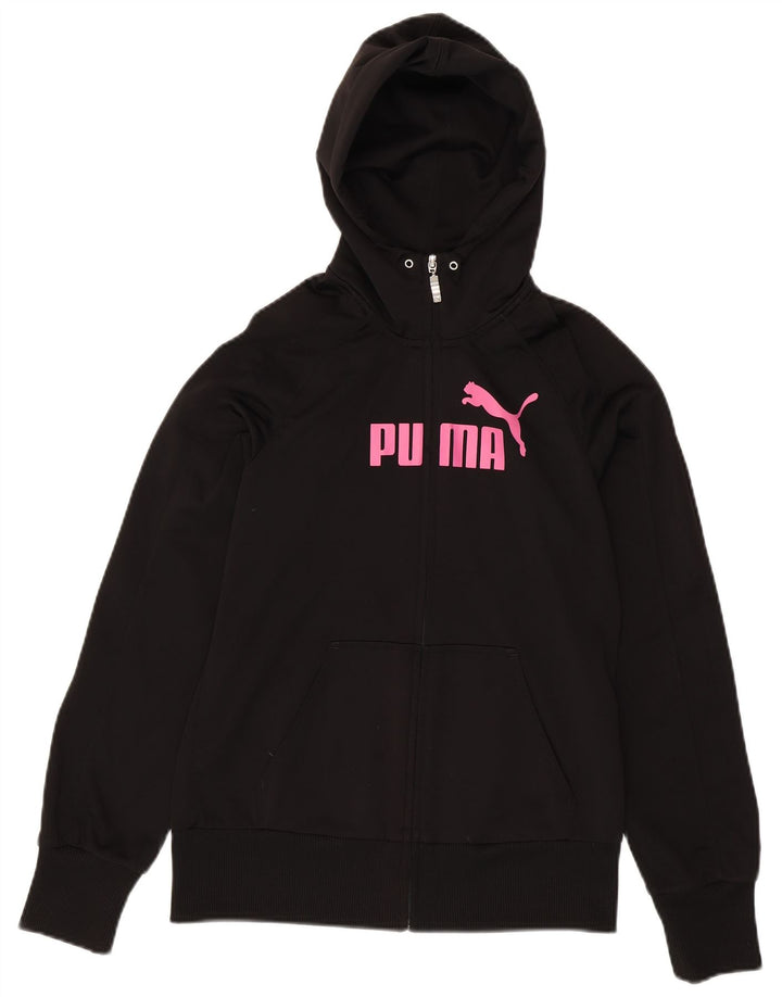Suéter feminino Puma com capuz e zíper gráfico UK 16 grande poliéster preto