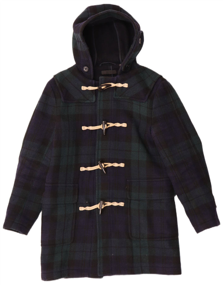 Casaco Duffle Masculino Uniqlo com Capuz Reino Unido 36 Pequeno Xadrez Azul Marinho