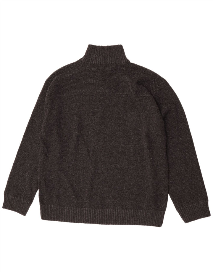 Suéter masculino Marks & Spencer com zíper e gola XL lã de cordeiro cinza