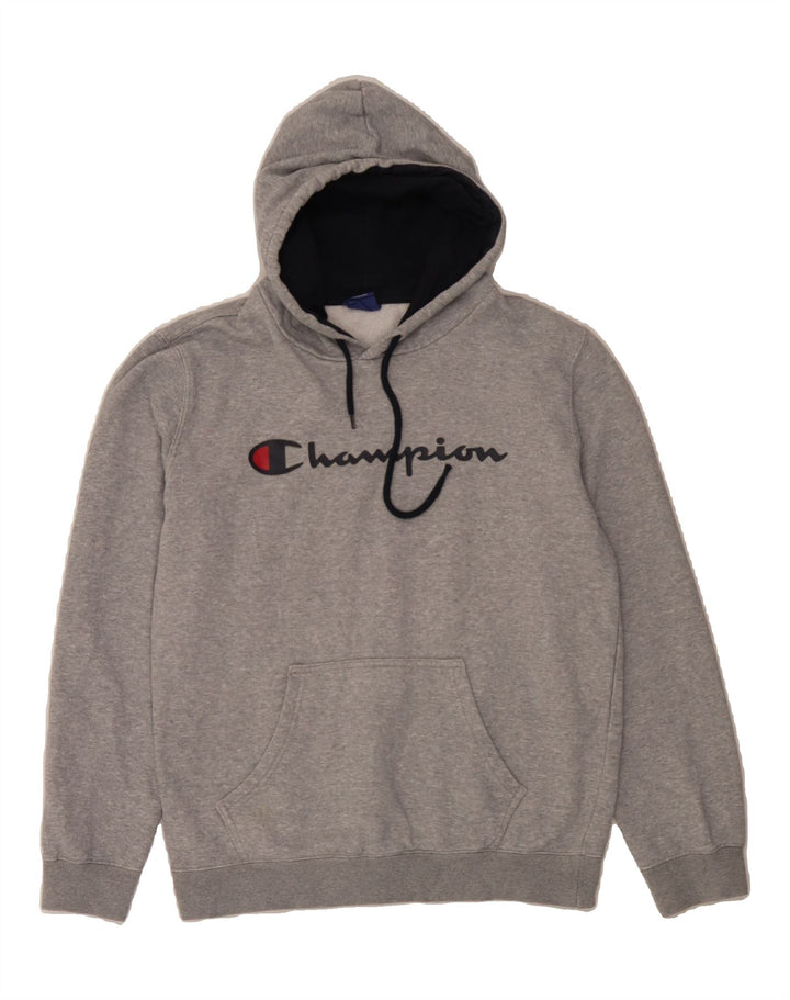 CHAMPION Womens Graphic Hoodie Jumper UK 14 Medium Grey Cotton Vintage Champion and Second-Hand Champion from Messina Hembry 