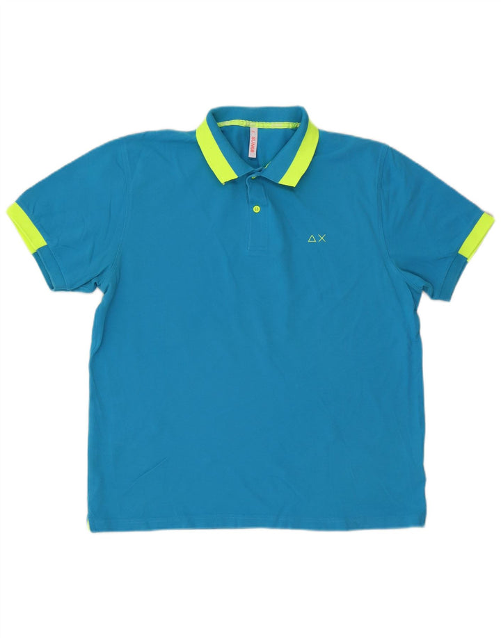 Camisa polo masculina Sun68 2XL algodão colorblock azul