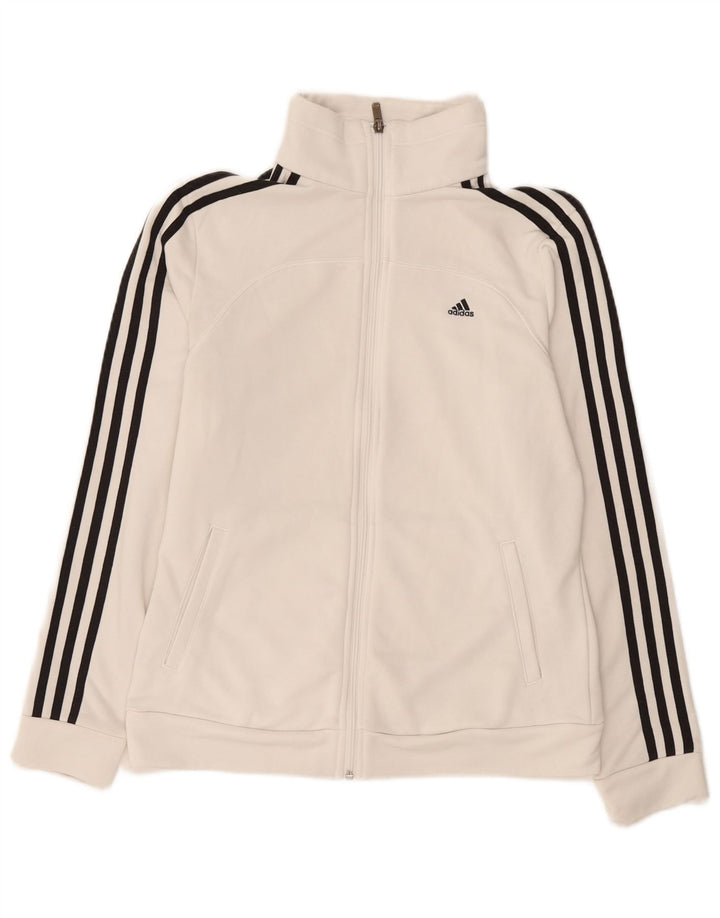 Adidas Womens Climalite Tracksuit Top Jacket UK 12/14 Médio Branco
